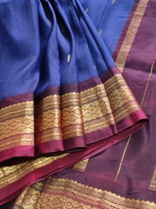 Blue And Brown Silk Saree