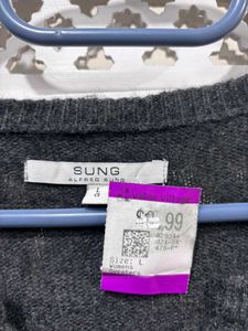 🔖New With Tag Gray Lace-Up Knit Sweater