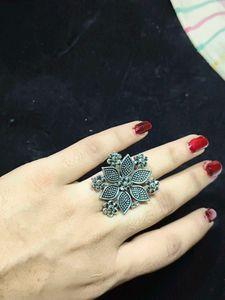 oxidised flower ring