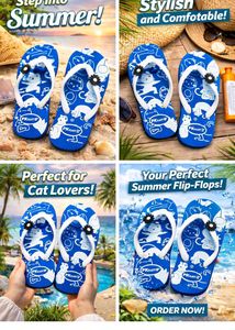 Blue Floral Flip-Flops