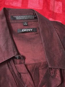 DKNY Iridescent Burgundy Button-Down Shirt