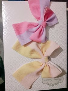 Pastel Bow Hair Clips - Set of 2