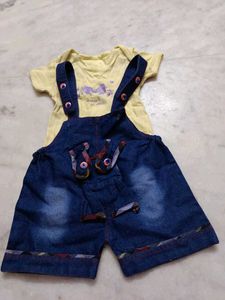 Baby Dungaree With Red Tsht