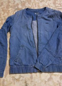 Rust Jumpsuit With Denim Jacket