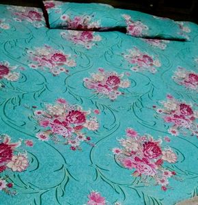 Floral Print Bedding Set With Pillow Cover