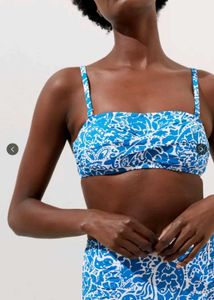 Cute Blue &amp; White Cropped Bikini Top