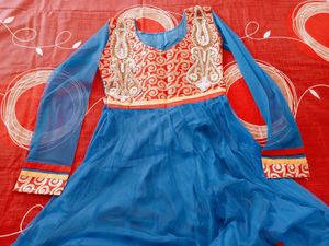 Blue Colour Net Kurti