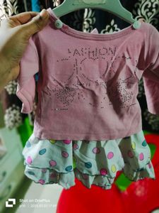 Pink Baby Girls Tshirt Nd Skirt Sat