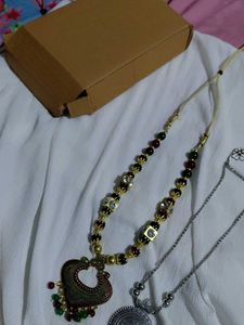 Necklace Set: Silver &amp; Beaded Pendants Buy One Get