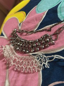 Sparkling Grey Beaded Choker Necklace