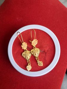 Floral Heart Drop Earrings 22crt Gold