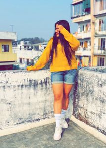 Mustard Knit V-Neck Sweater