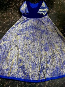 Velvet Grand Royal Blue Gown With Dupatta And Belt