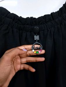 Black Off-the-Shoulder Tie Sleeve Top