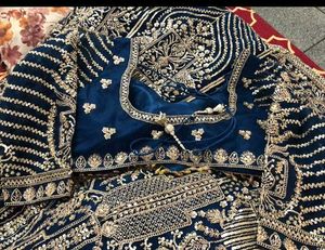Blue Embellished Lehenga Choli With Dupatta