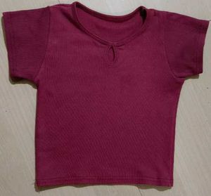 Ribbed Cropped Tee - Burgundy