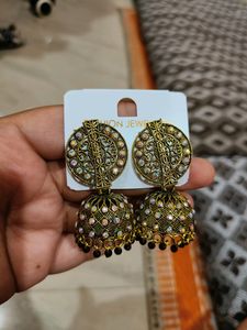 Colourful Jhumka With Stone