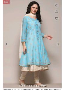 Biba Blue Layered Kurti with Dupatta And Bottom