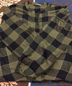 Checkered Olive Green Top