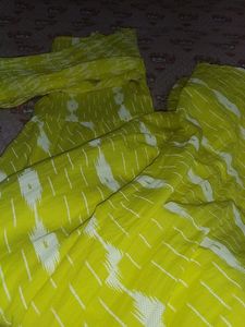 Yellow Printed Kurti Set