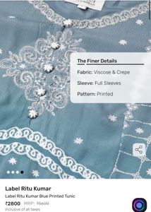 Label Ritu Kumar Blue printed Dress/Tunic