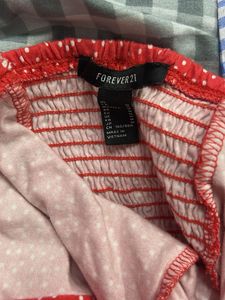 red &amp; white polka dot crop top