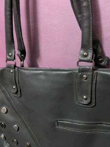 Black Handbag with Studded Detail