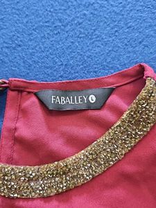 Maroon Blouse with Gold Trim