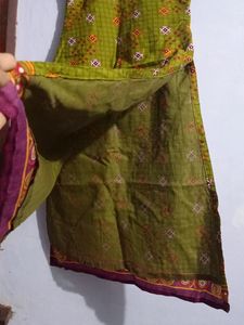 Green Churidar / Kurta With Shawl