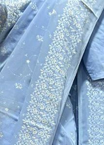 💙🥰Charming Sky Blue Luckonwi Chikankari Saree