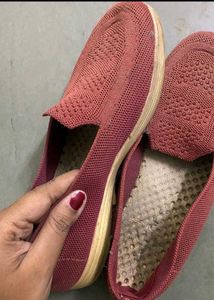 Burgundy Knit Slip-On Shoes