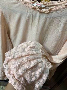 Cotton Peach Top With Long Sleeves