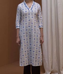Blue Floral Print Kurta