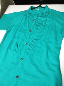 Bluish Green Up-down Pattern Kurti!!