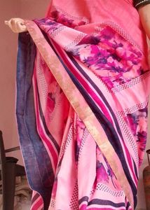 Elegant Pink Printed Saree