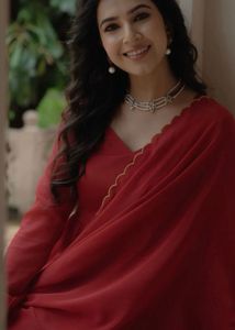 Elegant Red Anarkali Kurta Set