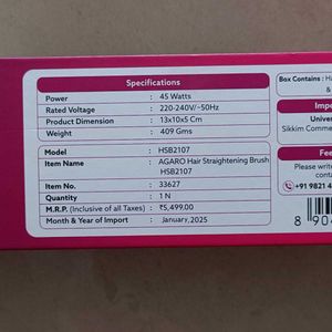 AGARO HAIR STRAIGHTENER BRUSH