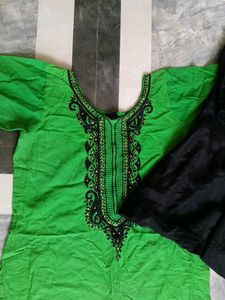 Green Embroidered Kurta Set