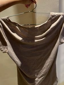 Casual Brown V-Neck T-Shirt