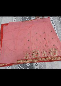 Peach Embroidered Saree