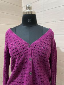 DKNY IMPORTED  Purple Knit Cardigan