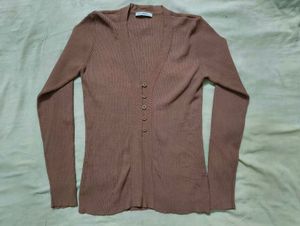 Brown Cardigan Top