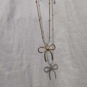 Anti Tarnish Ribbon Pendant Necklace