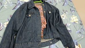 Classic Denim Jacket With The Pink Dress