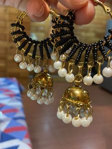 Beaded Jhumka Hoop Earrings