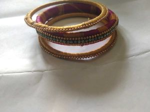 Yellow And Pink Combination Bangles