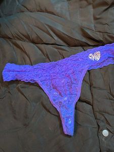 Purple Lace Thong with Rhinestone