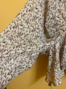 Western Top High Low Pattern With Belo Sleeves