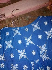 Blue With White Floral Design Top