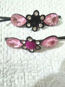 Pink Jewel Hair Clips (Set of 2)